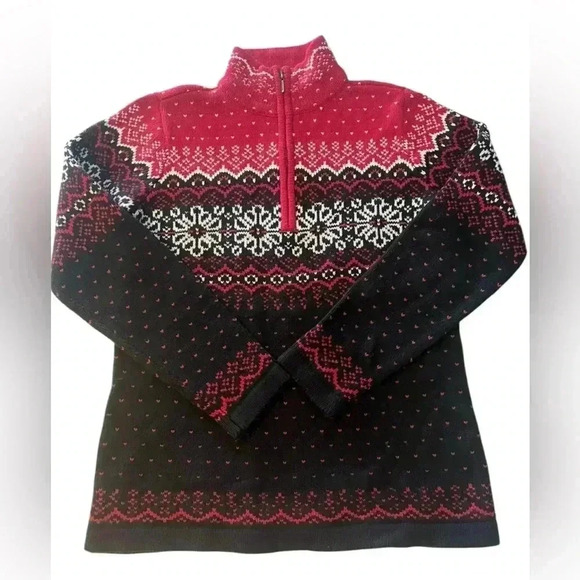 Vintage Northern Reflection Fair Isle Knit Nordic Sweater Winter Red Black White - Picture 1 of 4